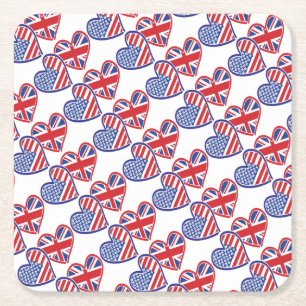 USA---UK-Love Square Paper Coaster