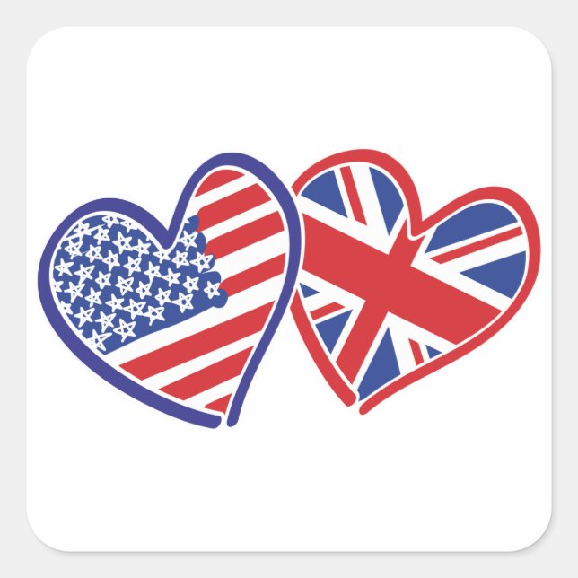 USA---UK-Love Square Sticker (Front)