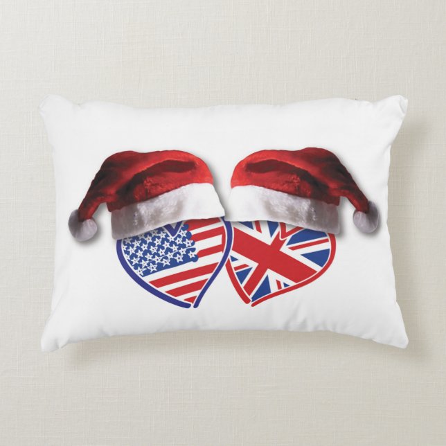 USA-UK-Santa-Hats Decorative Cushion (Front)