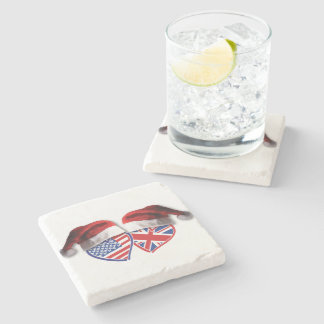 USA-UK-Santa-Hats Stone Coaster