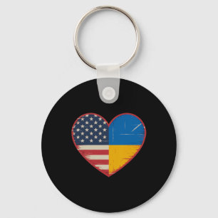 Usa Ukraine Heart - Dual Citizenship 1 Key Ring