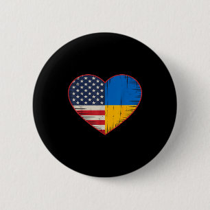 Usa Ukraine Heart - Dual Citizenship  6 Cm Round Badge