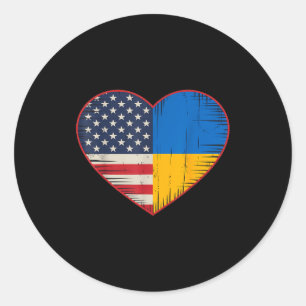 Usa Ukraine Heart - Dual Citizenship  Classic Round Sticker