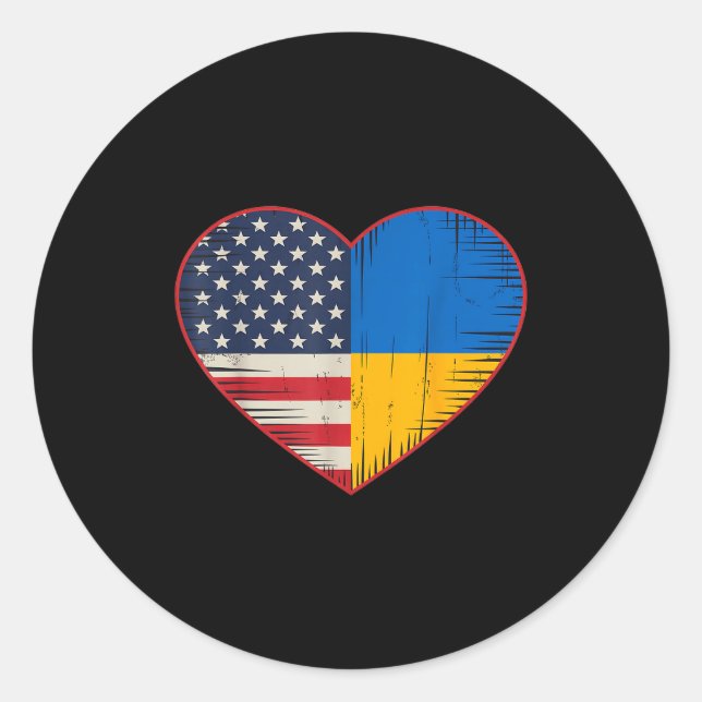 Usa Ukraine Heart - Dual Citizenship  Classic Round Sticker (Front)