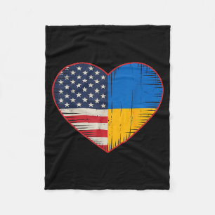 Usa Ukraine Heart - Dual Citizenship  Fleece Blanket
