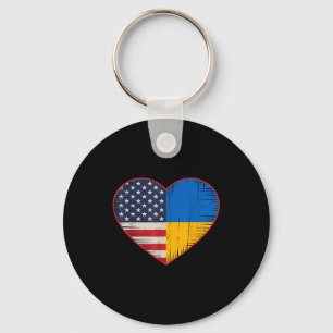 Usa Ukraine Heart - Dual Citizenship  Key Ring