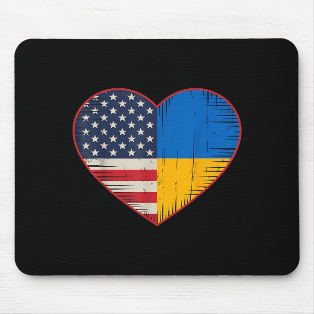 Usa Ukraine Heart - Dual Citizenship  Mouse Mat (Front)