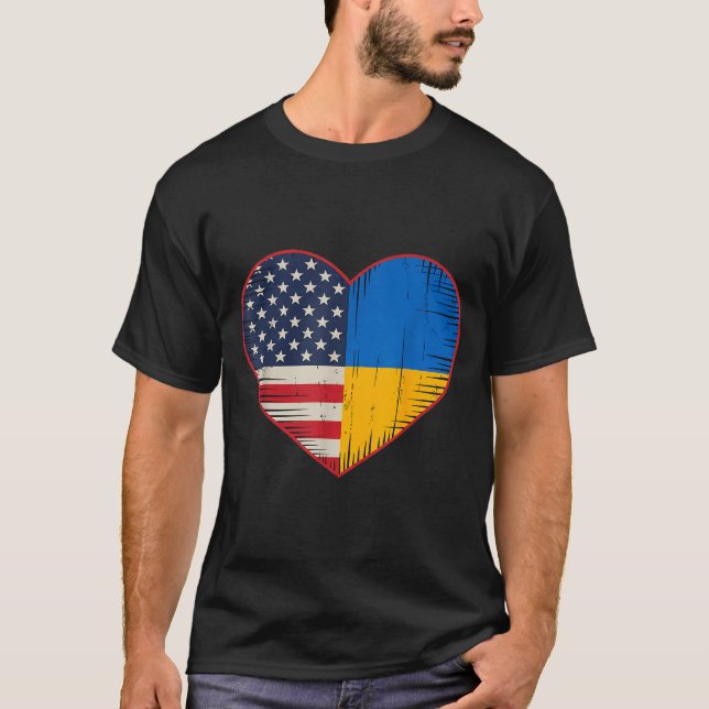 Usa Ukraine Heart - Dual Citizenship  T-Shirt (Front)