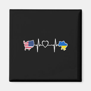 Usa Ukraine Heartbeat Shirt - Ukrainian American U Magnet