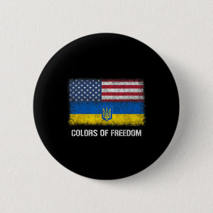 Usa Ukraine Ukrainian American Flag Colors Of Free 6 Cm Round Badge