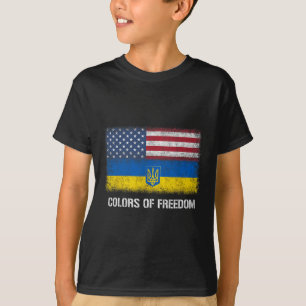 Usa Ukraine Ukrainian American Flag Colors Of Free T-Shirt