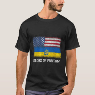 Usa Ukraine Ukrainian American Flag Colors Of Free T-Shirt
