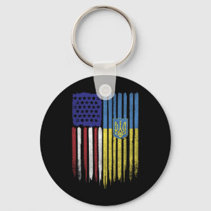 Usa Ukraine Ukrainian Flag Trident Roots Key Ring