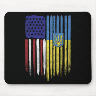Usa Ukraine Ukrainian Flag Trident Roots Mouse Mat
