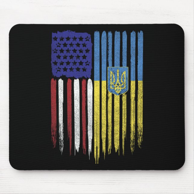 Usa Ukraine Ukrainian Flag Trident Roots  Mouse Mat (Front)