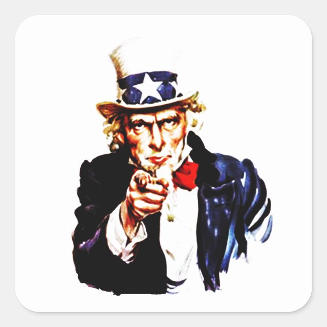USA Uncle Sam wants You Patriotic Duty Call to arm Square Sticker (Front)