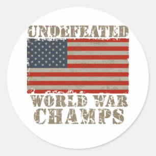 USA, Undefeated World War Champions Classic Round Sticker