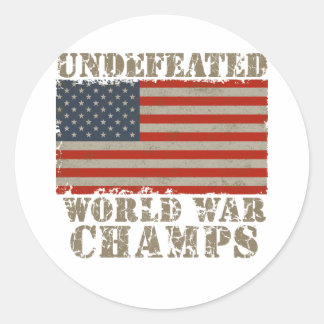USA, Undefeated World War Champions Classic Round Sticker
