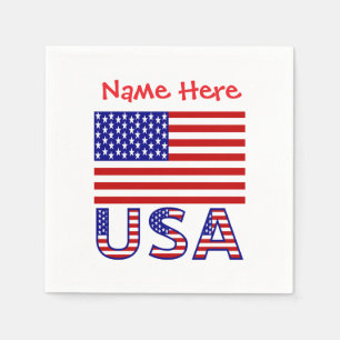 USA United States America Flag Personalised Party Napkin