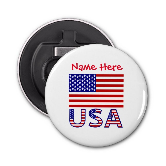 USA United States America Flag Red Personalisation Bottle Opener (Front)