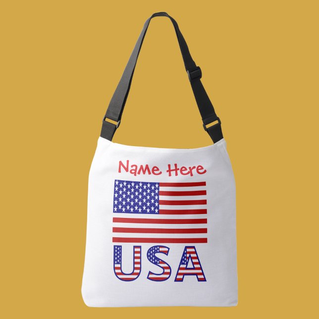 USA United States America Flag Red Personalised  Crossbody Bag (Creator Uploaded)