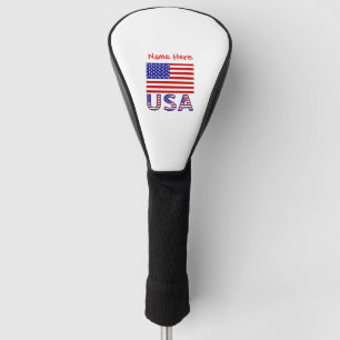 USA United States America Flag Red Personalised  Golf Head Cover