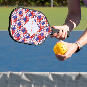 USA United States America Flag Red Personalised  Pickleball Paddle
