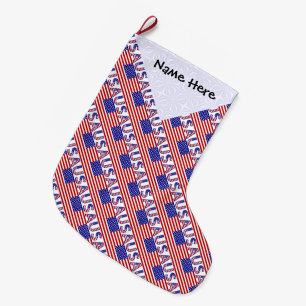 USA United States America Flag Tiled Personalised  Large Christmas Stocking