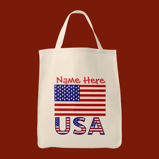 USA United States America Red Personalised  Tote Bag (Creator Uploaded)