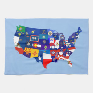 usa united states america republic flag map tea towel
