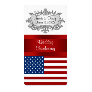 USA United States Flag Event Party Wine Label