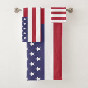 USA United States of America American Flag Bath Towel Set