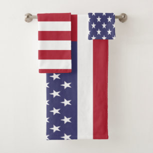 USA United States of America American Flag Bath Towel Set