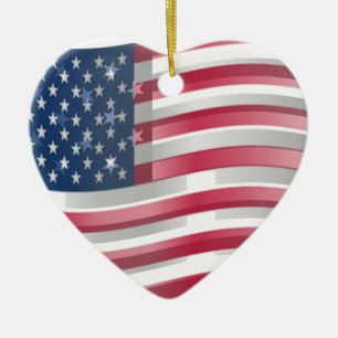 USA Unites: Stripes & Stars in Bold Design Ceramic Tree Decoration