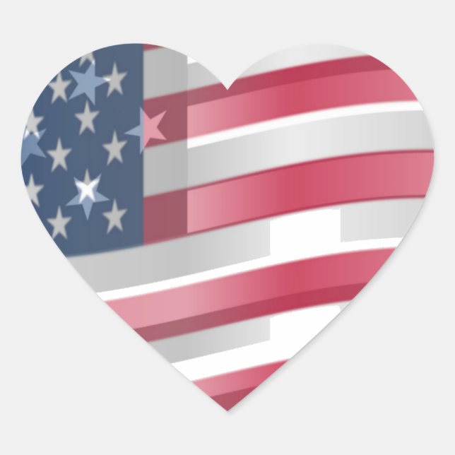 USA Unites: Stripes & Stars in Bold Design Heart Sticker (Front)