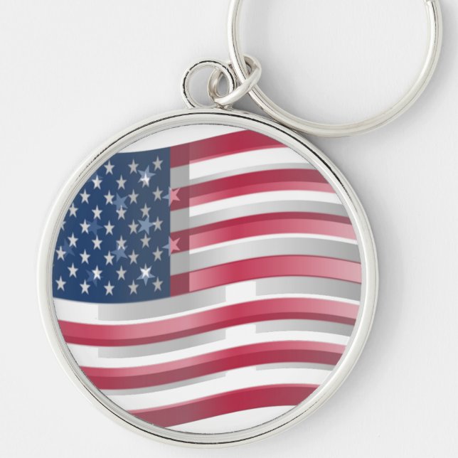 USA Unites: Stripes & Stars in Bold Design Key Ring (Front)