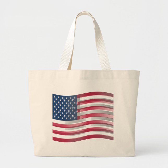 USA Unites: Stripes & Stars in Bold Design Large Tote Bag (Front)