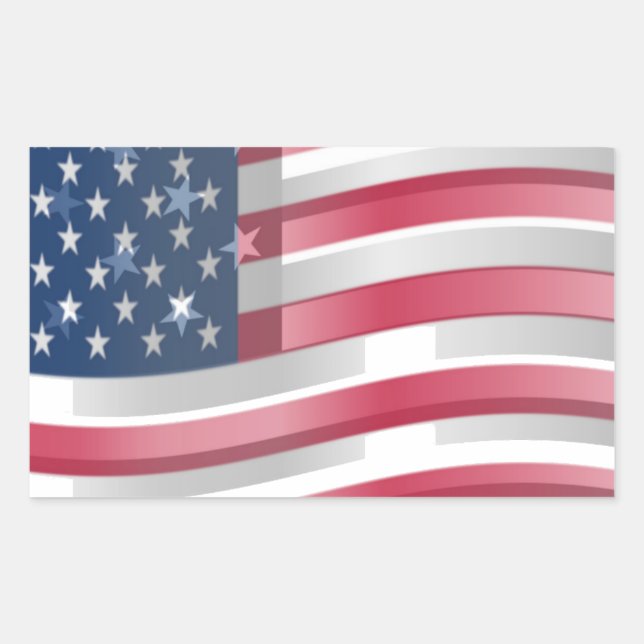 USA Unites: Stripes & Stars in Bold Design Rectangular Sticker (Front)