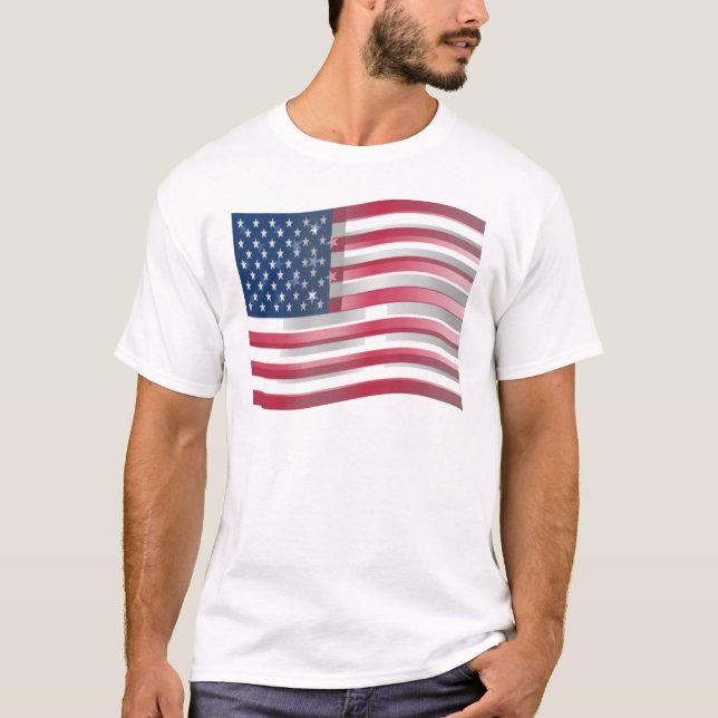 USA Unites: Stripes & Stars in Bold Design T-Shirt (Front)