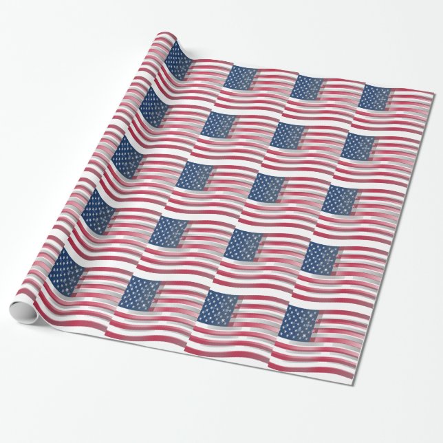USA Unites: Stripes & Stars in Bold Design Wrapping Paper (Unrolled)