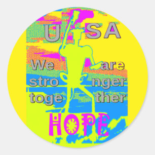 USA Unity Design: Hope and Strength Classic Round Sticker
