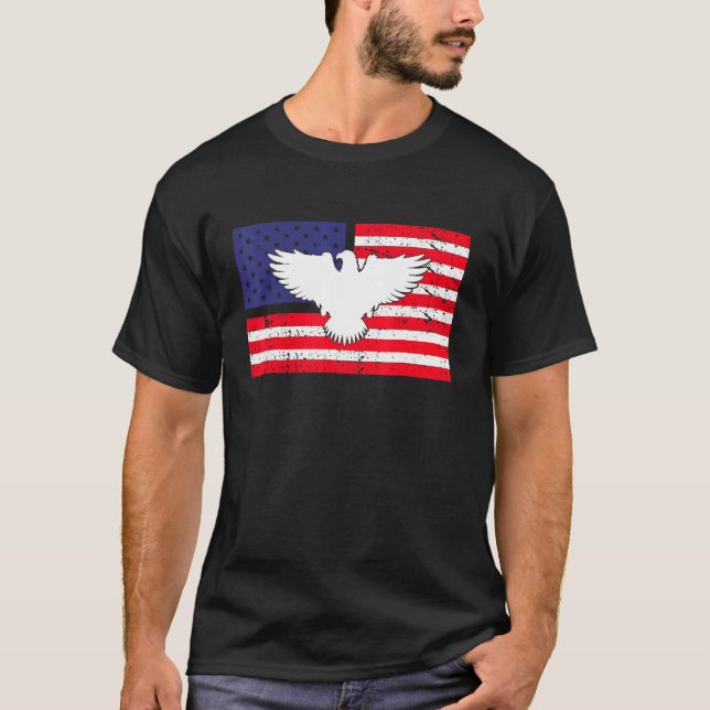 Usa Us American Flag Patriotic 4th Of July Bald Ea T-Shirt (Front)