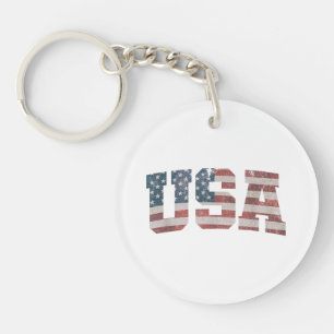 USA US Flag Patriotic 4th of July America Key Ring
