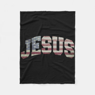 Usa Us Flag Patriotic 4th Of July Jesus Fleece Blanket
