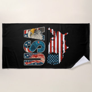 USA US Patriotic 4th of July America Flag Freedom Beach Towel