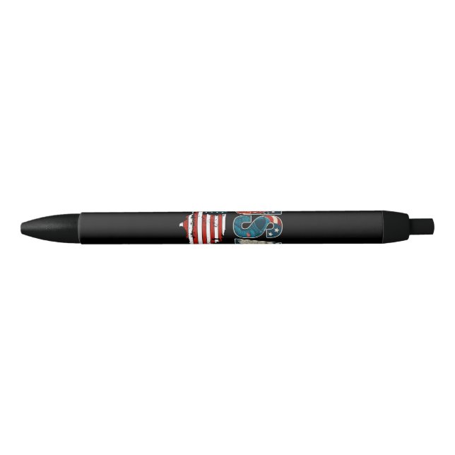 USA US Patriotic 4th of July America Flag Freedom  Black Ink Pen (Front)