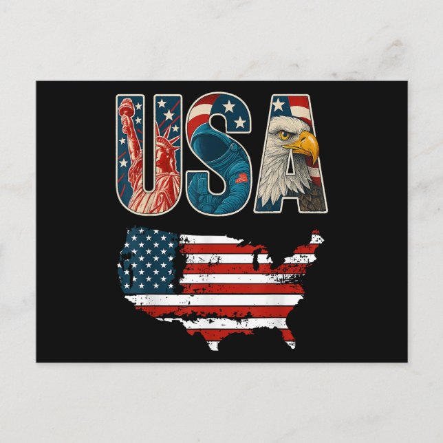 USA US Patriotic 4th of July America Flag Freedom  Holiday Postcard (Front)