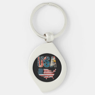 USA US Patriotic 4th of July America Flag Freedom Key Ring