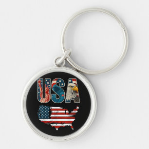 USA US Patriotic 4th of July America Flag Freedom Key Ring