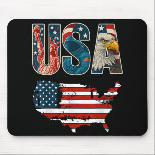 USA US Patriotic 4th of July America Flag Freedom Mouse Mat
